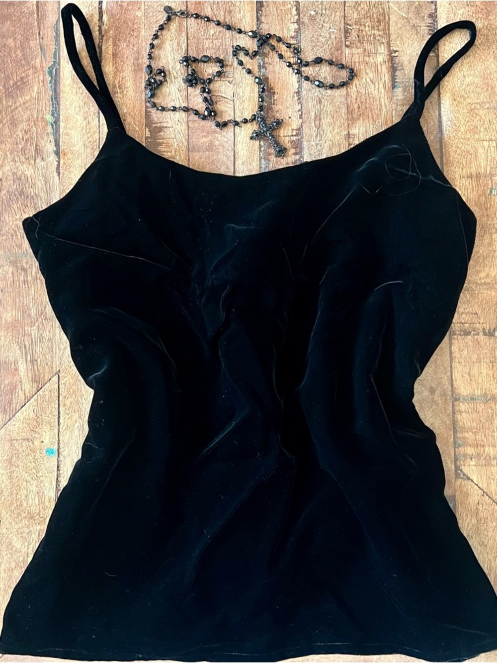 Vintage 1990 NWT Anne Klein II Black Velvet Camisole Tank Top Size 6 Chest 36”